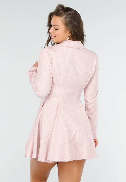 SALE30 Roze Pinstripe Blazerjurk met Lange Mouwen