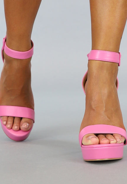 SALE30 Roze Stiletto Sandaletten met Plateau