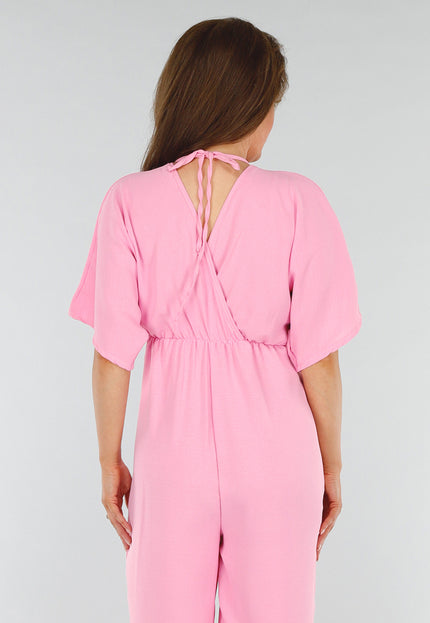 SALE30 Roze Straight Leg Jumpsuit met V-Hals