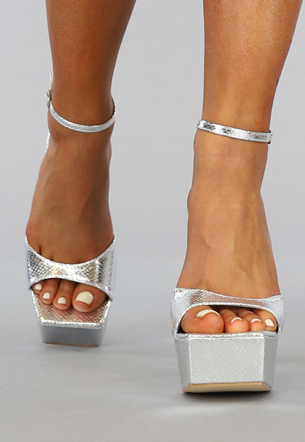 SALE30 Sexy Metallic Zilveren Plateau Sandaletten