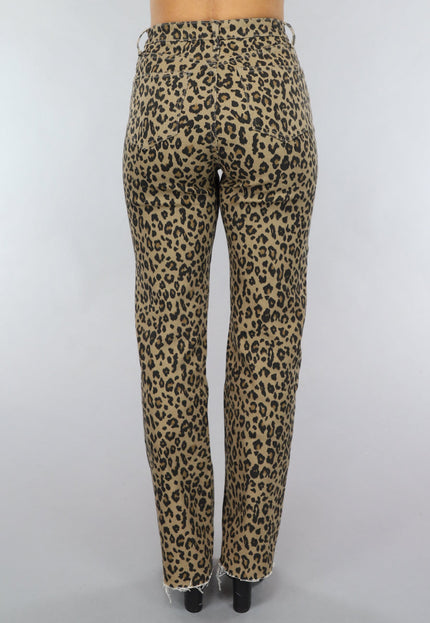 SALE30 Straight Leg Jeans met Panterprint