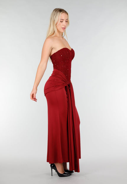 SALE30 Strapless Korset Jurk in Bordeaux