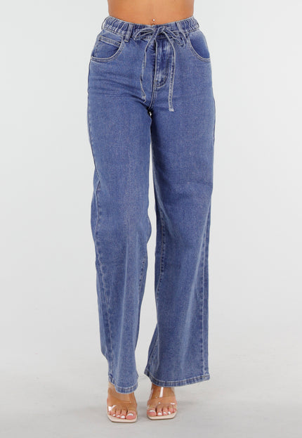 SALE30 Stretch Jeans met Strikkoord Blauw