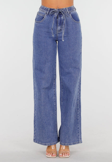 SALE30 Stretch Jeans met Strikkoord Blauw