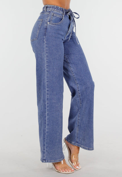 SALE30 Stretch Jeans met Strikkoord Blauw