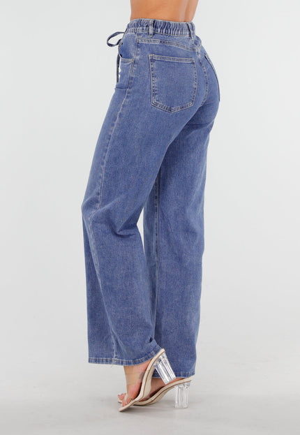 SALE30 Stretch Jeans met Strikkoord Blauw