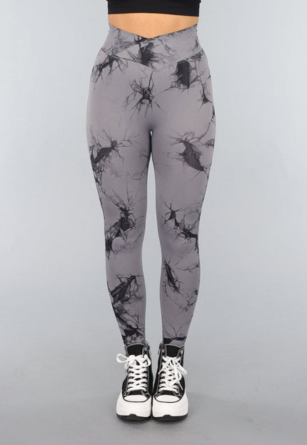 SALE30 Stretchy Gym legging met Print en Overslag Taille