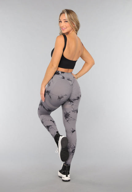 SALE30 Stretchy Gym legging met Print en Overslag Taille