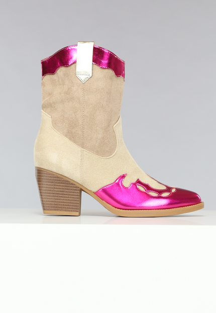 SALE30 Suèdelook Laarsjes met Roze Metallic details