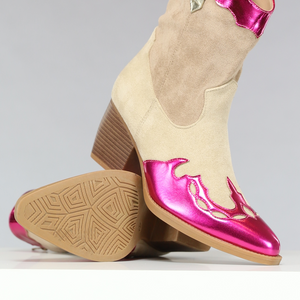 SALE30 Suèdelook Laarsjes met Roze Metallic details