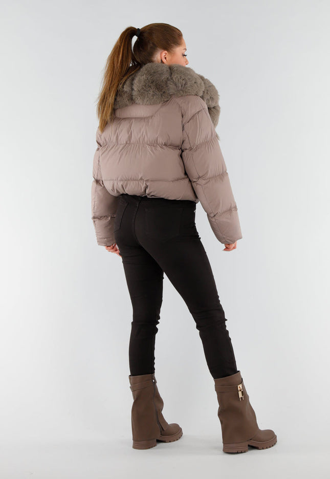 SALE30 Taupe Bont Pufferjas