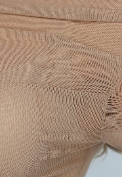SALE30 Taupe Geplooide Mesh Top met Veterdetail