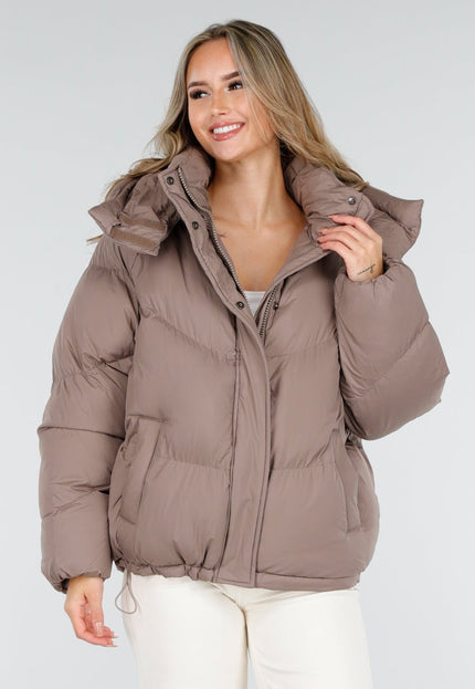 SALE30 Taupe Pufferjas met Capuchon