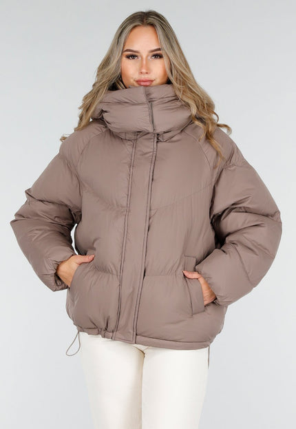 SALE30 Taupe Pufferjas met Capuchon