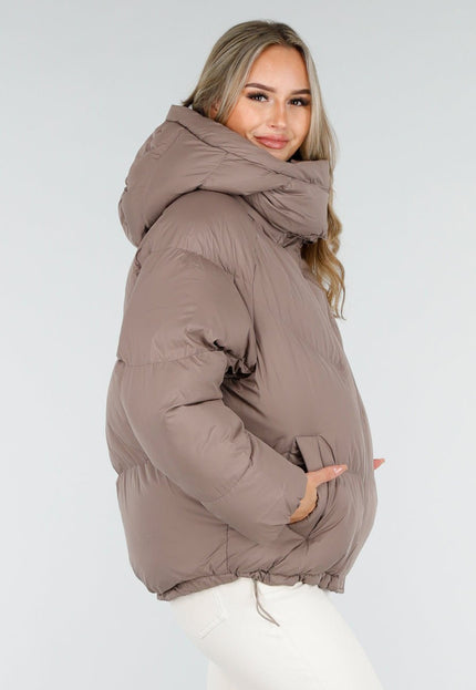 SALE30 Taupe Pufferjas met Capuchon