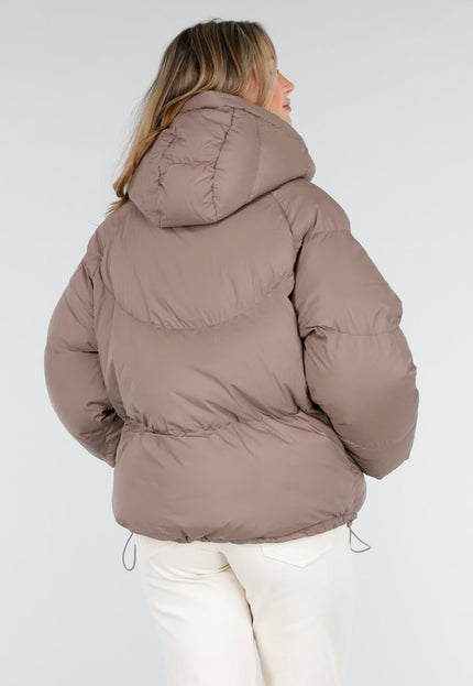 SALE30 Taupe Pufferjas met Capuchon