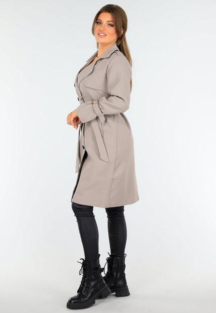 SALE30 Taupe Trenchcoat met Knoopsluiting
