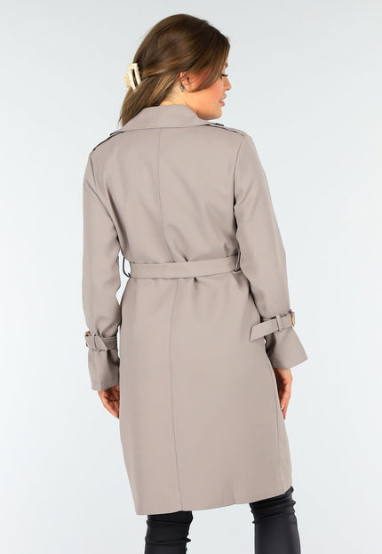 SALE30 Taupe Trenchcoat met Knoopsluiting
