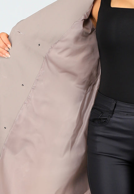 SALE30 Taupe Trenchcoat met Knoopsluiting