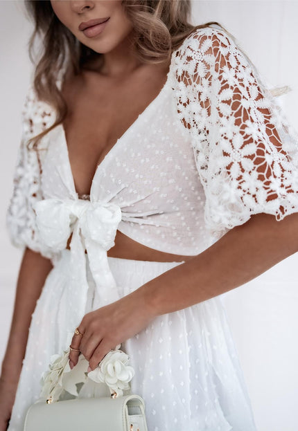 SALE30 Witte Boho Set met Lagen en Polkadot