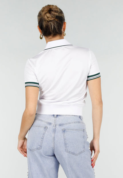 SALE30 Witte Cropped Polo met Strepen