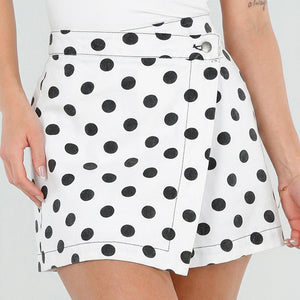 SALE30 Witte Denim Rok met Zwarte Stippen