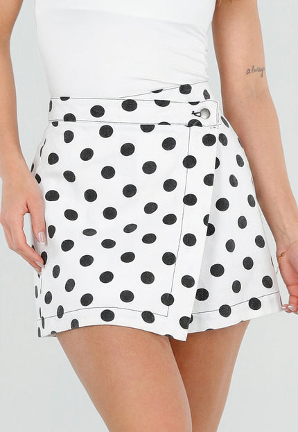 SALE30 Witte Denim Rok met Zwarte Stippen
