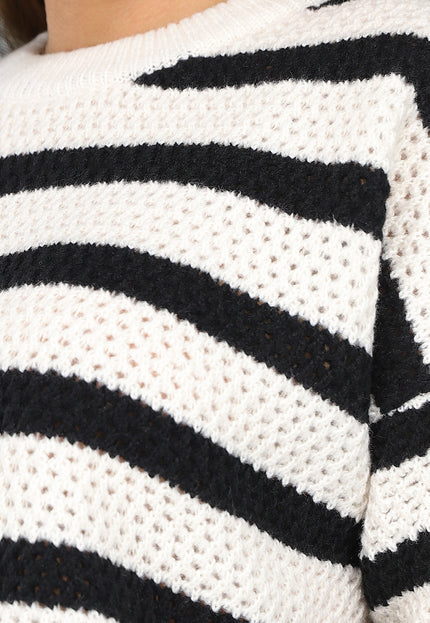 SALE30 Witte Gebreide Streep Trui
