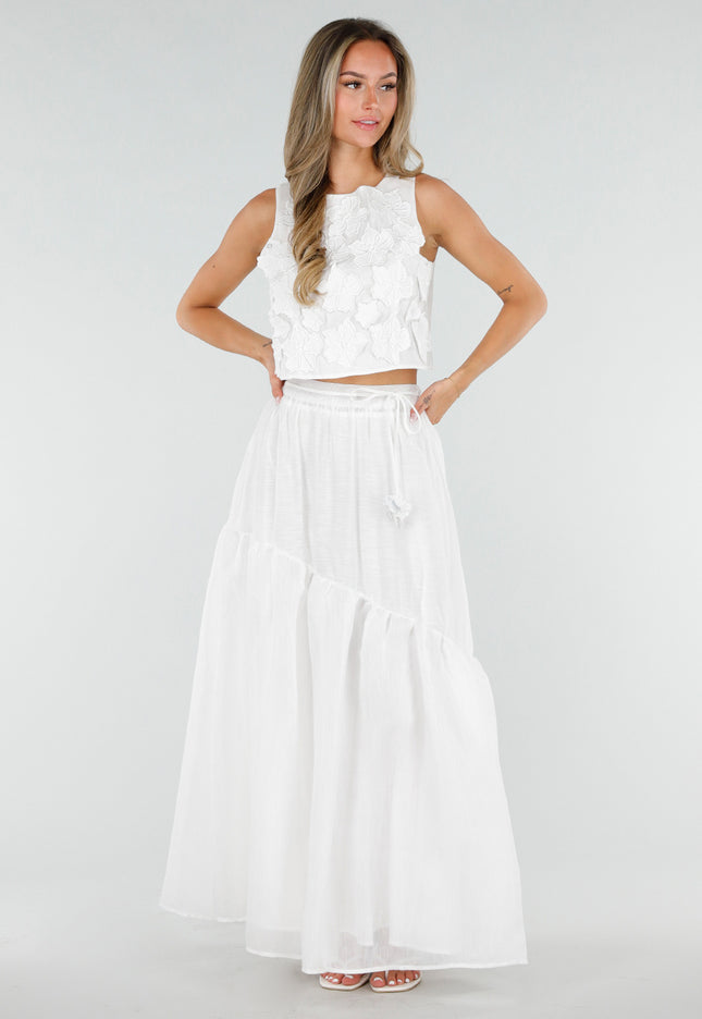 SALE30 Witte Maxi Rok met Strikceintuur