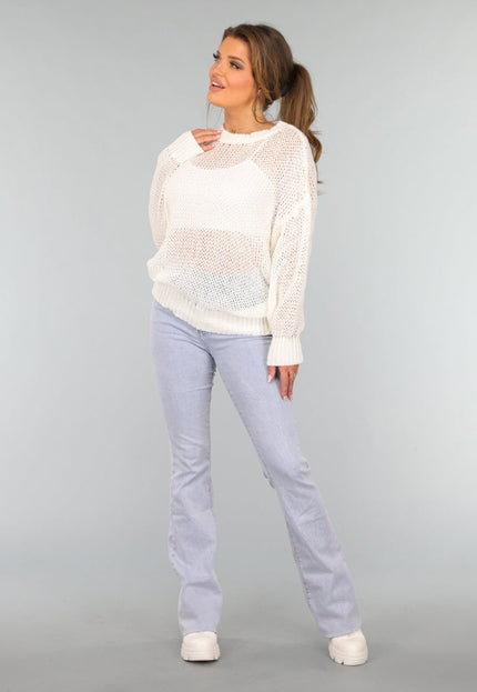 SALE30 Witte See Through Gebreide Trui