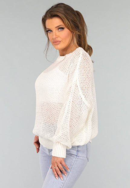 SALE30 Witte See Through Gebreide Trui