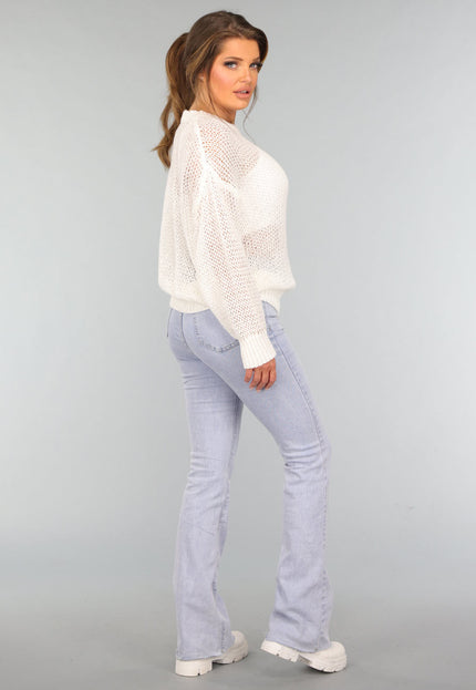 SALE30 Witte See Through Gebreide Trui
