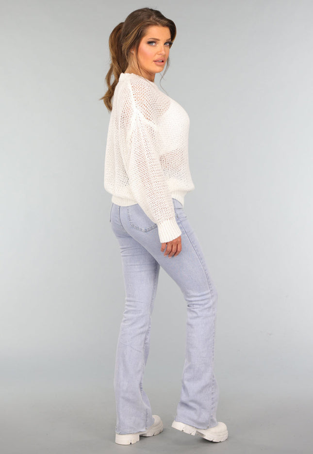 SALE30 Witte See Through Gebreide Trui