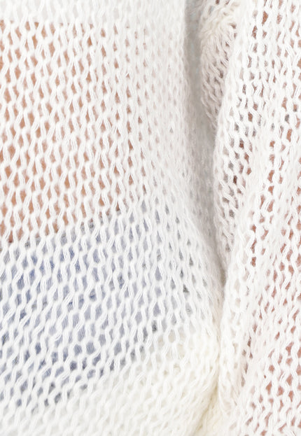 SALE30 Witte See Through Gebreide Trui