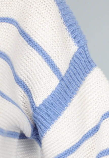 SALE30 Witte Trui met Blauwe Strepen