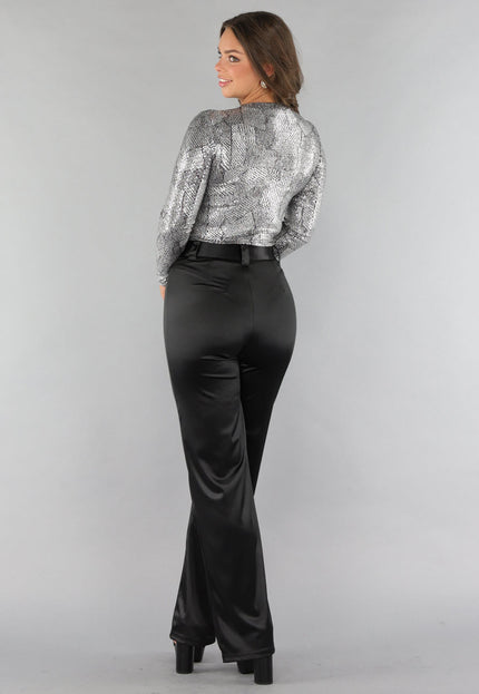 SALE30 Zilveren Bodysuit met Slangen Print