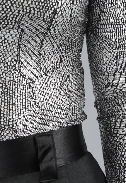 SALE30 Zilveren Bodysuit met Slangen Print