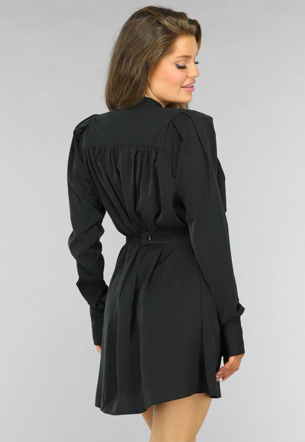 SALE30 Zwart Longsleeve Jurkje met Strikdetail