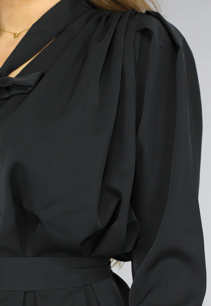SALE30 Zwart Longsleeve Jurkje met Strikdetail