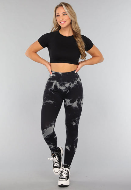 SALE30 Zwart Sporttopje met Korte Mouwen