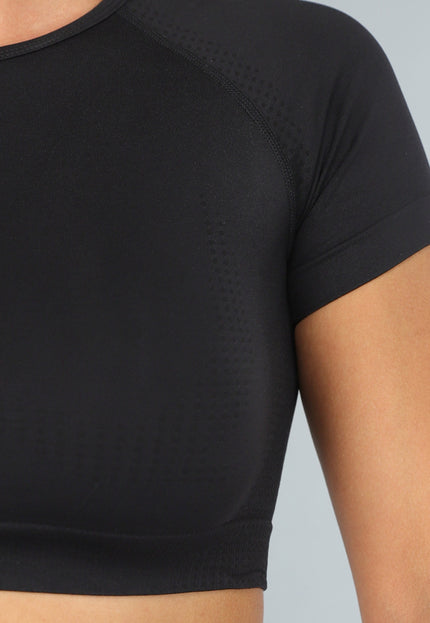 SALE30 Zwart Sporttopje met Korte Mouwen