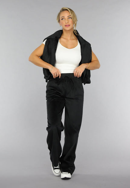 SALE30 Zwart Velours Wide Leg Huispak