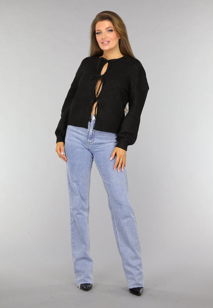 SALE30 Zwart Vest met Strikjes