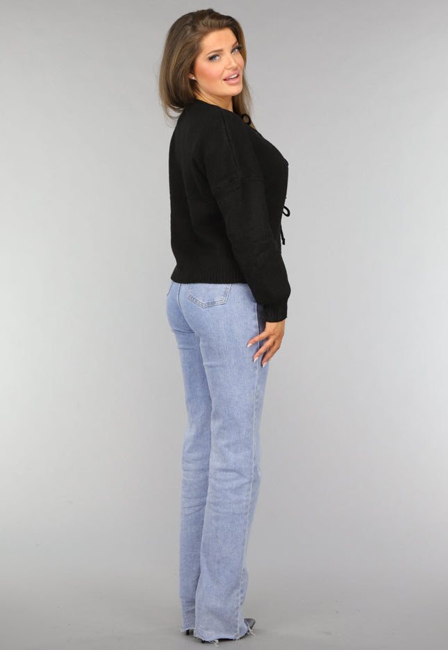 SALE30 Zwart Vest met Strikjes