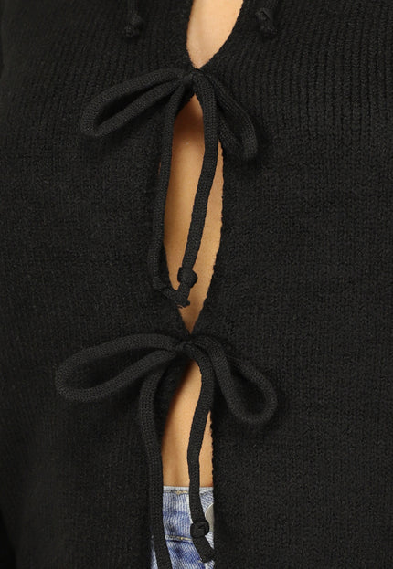 SALE30 Zwart Vest met Strikjes