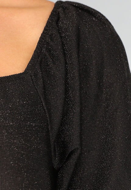 SALE30 Zwarte Asymmetrische Glitter Jurk