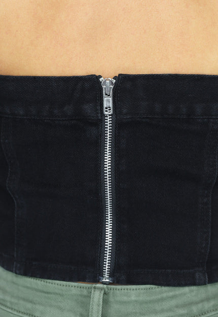 SALE30 Zwarte Bandeau Jeans Top