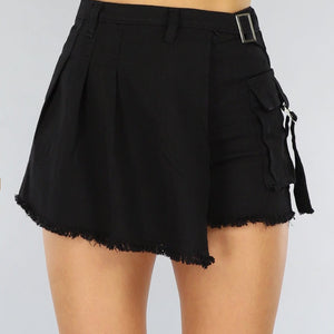 SALE30 Zwarte Cargo Overslag Skort