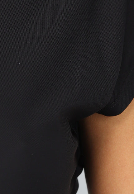SALE30 Zwarte Cropped Korte Mouwen Sporttop