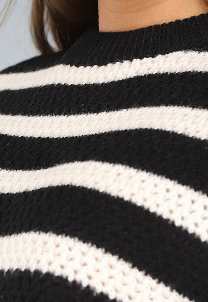 SALE30 Zwarte Gebreide Gestreepte Trui